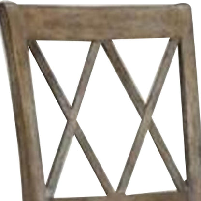 Wood Dining Chair, Double X Backrest, Set of 2, Beige, Brown - View 2