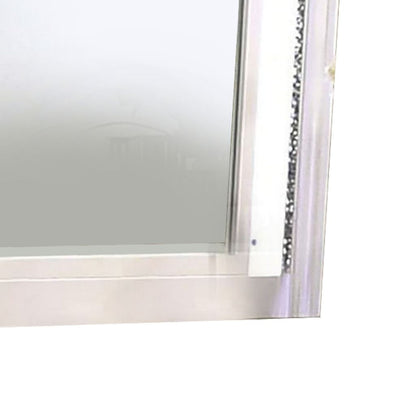 Wall Mirror with LED light and Crystal Accents, White - View 5