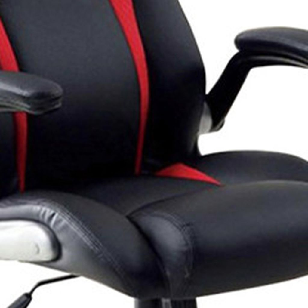 Leatherette Gaming Chair with Padded Armrests and Adjustable Height, Black - View 4