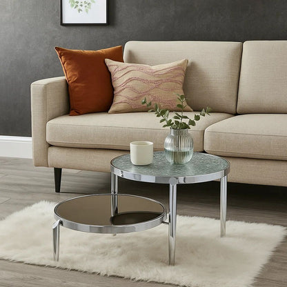 Twin Top Coffee Table with Tubular Rounded Legs, Silver - View 7