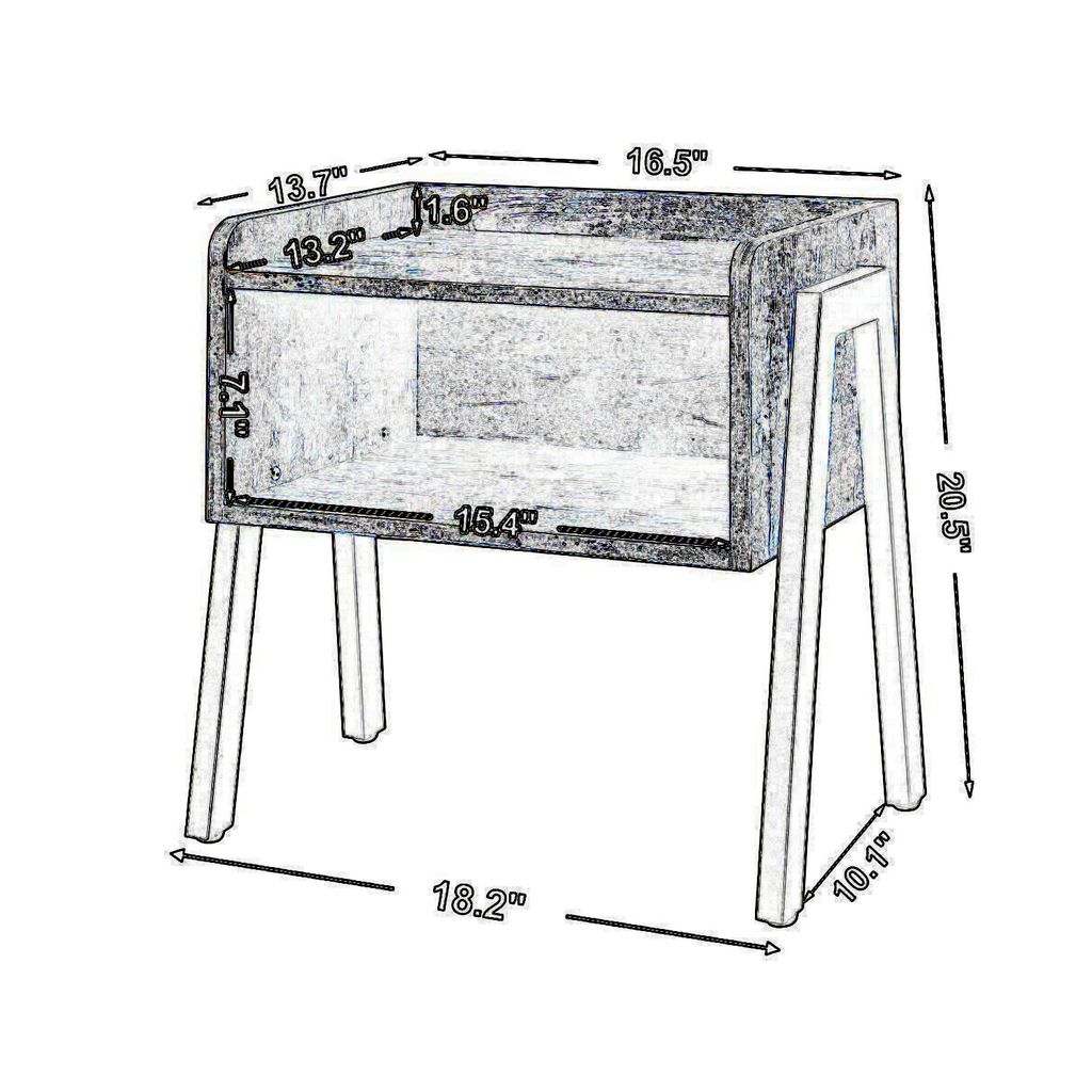 Wooden Stackable End Table with Inverted Iron Legs and Storage Compartment, Brown and Black - View 4