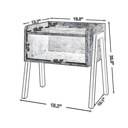 Wooden Stackable End Table with Inverted Iron Legs and Storage Compartment, Brown and Black - View 4