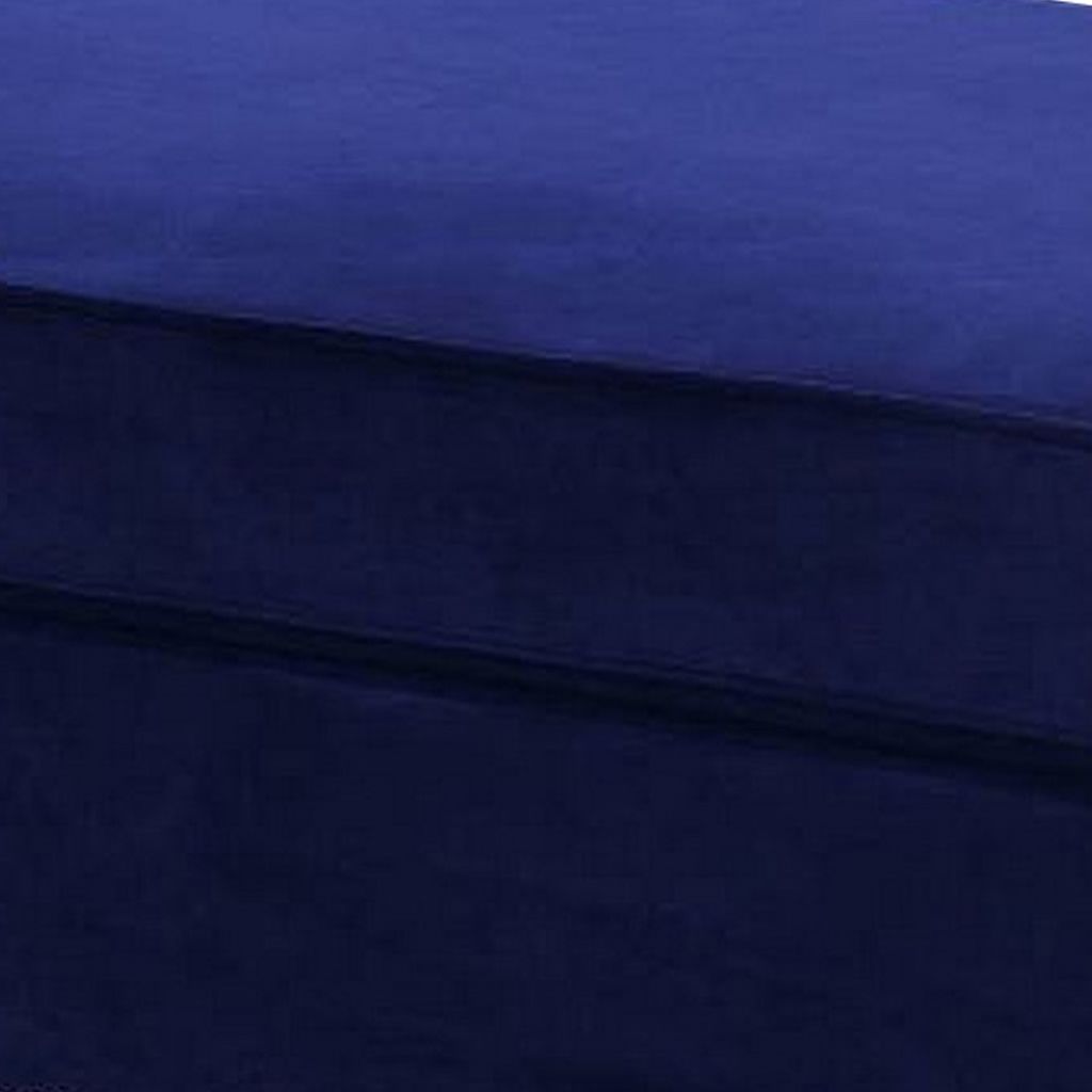 46 Inches Nailhead Trim Velvet Upholstered Ottoman, Blue - View 3