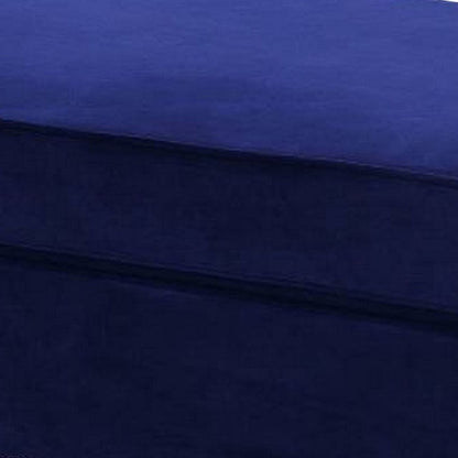46 Inches Nailhead Trim Velvet Upholstered Ottoman, Blue - View 3