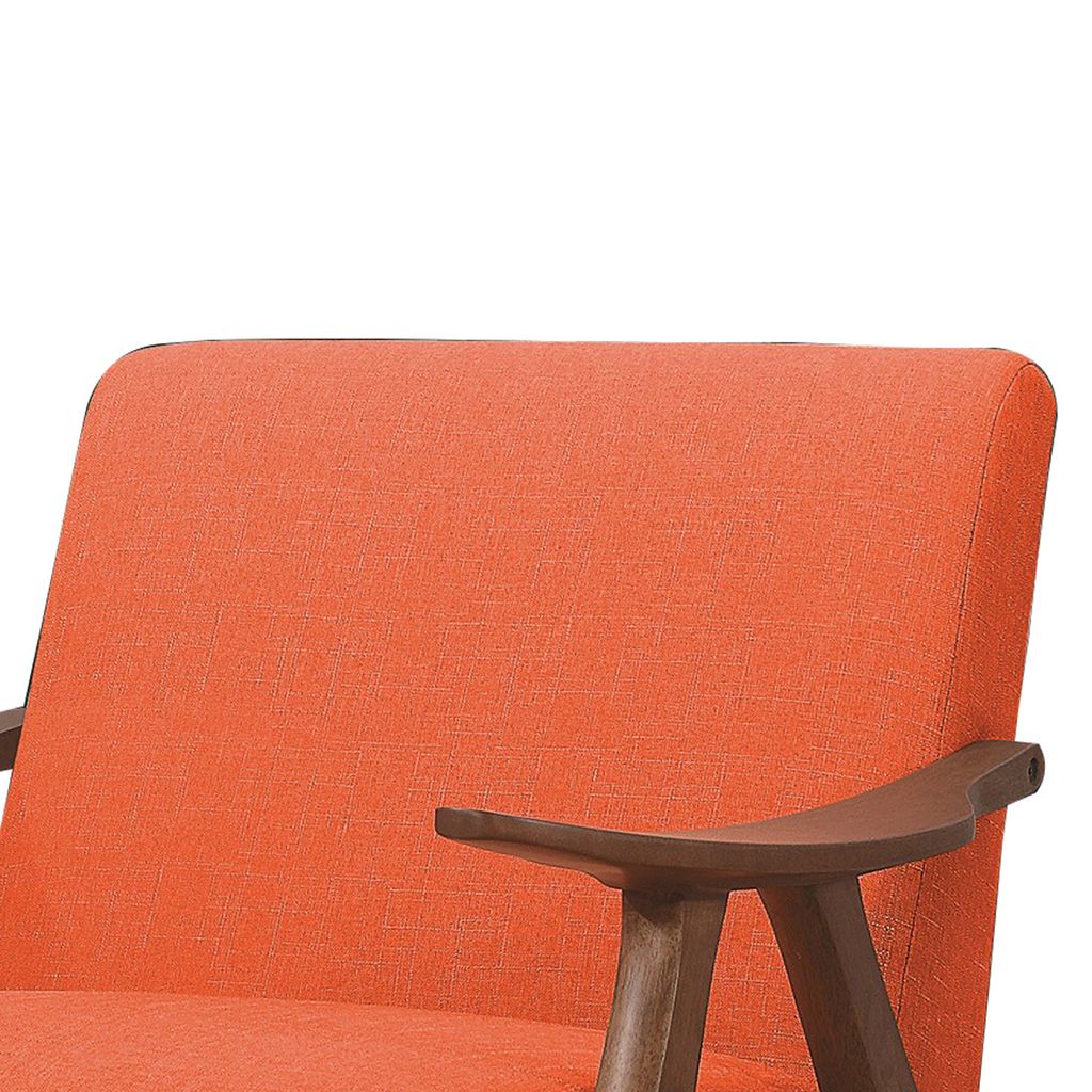 Fabric Upholstered Accent Chair with Curved Armrests, Orange - View 2