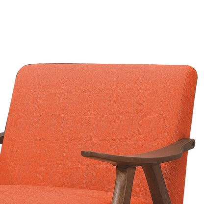 Fabric Upholstered Accent Chair with Curved Armrests, Orange - View 2