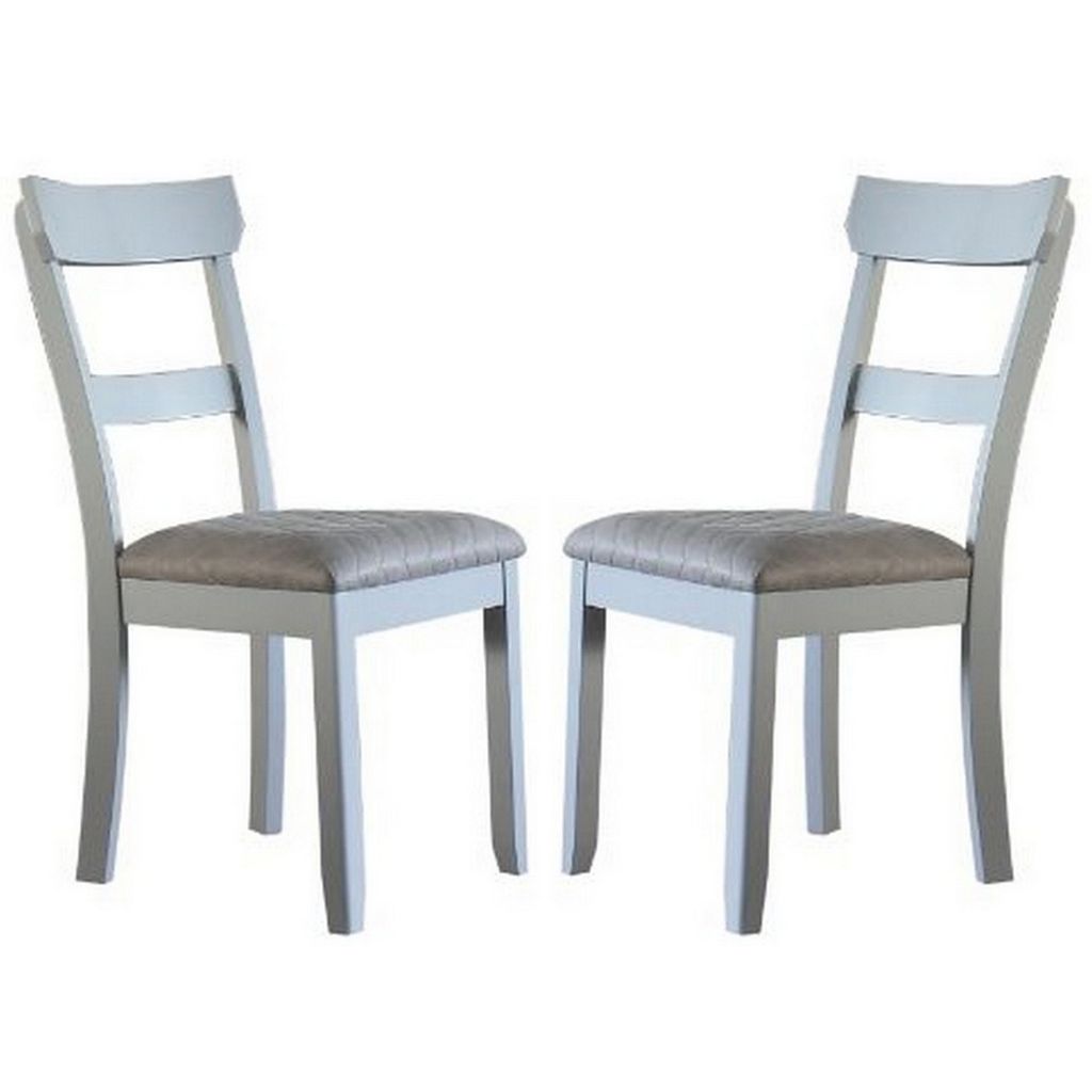 Side Chair with Fabric Seat and Open Back, Set of 2, Beige