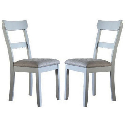 Side Chair with Fabric Seat and Open Back, Set of 2, Beige