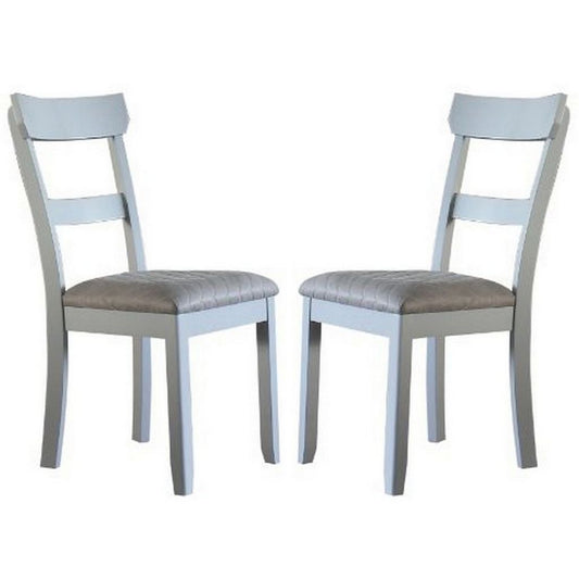 Side Chair with Fabric Seat and Open Back, Set of 2, Beige