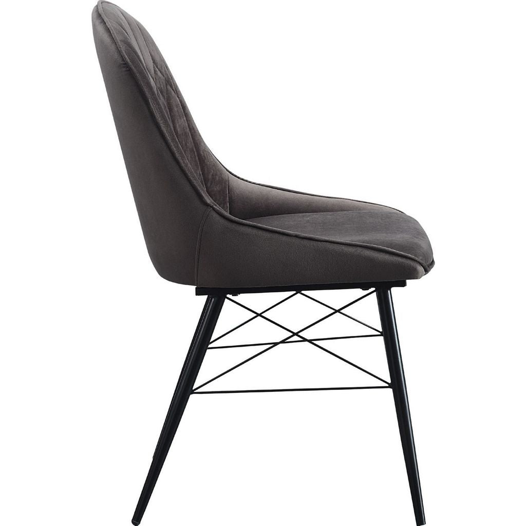 Fabric Upholstered Side Chair, Set of 2, Gray and Black - View 5