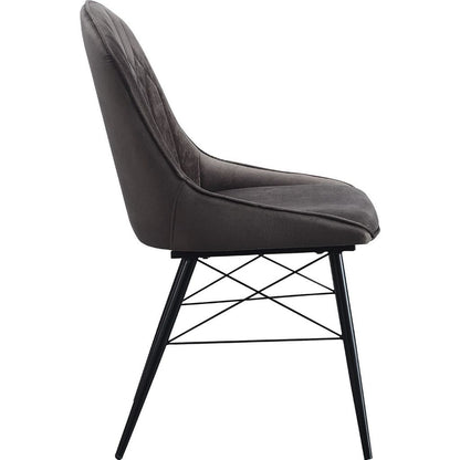 Fabric Upholstered Side Chair, Set of 2, Gray and Black - View 5