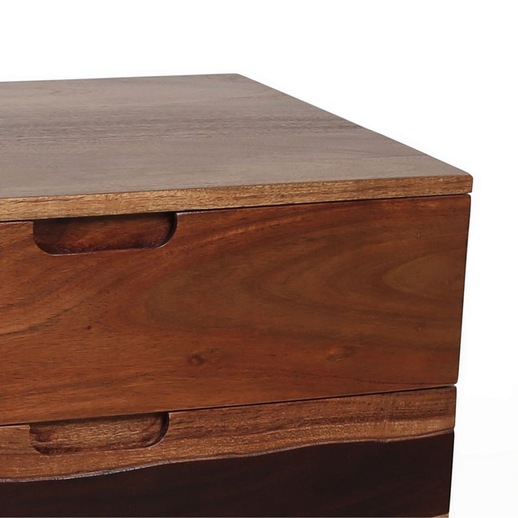 23 Inch Nightstand Side Table, Live Edge Acacia Wood, 3 Drawers, Brown - View 3