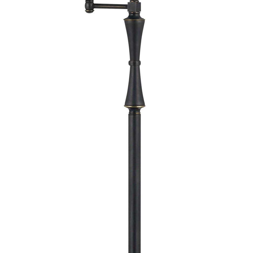Metal Body Floor Lamp with Fabric Tapered Bell Shade, Beige and Black - View 3