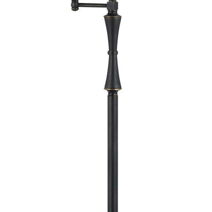 Metal Body Floor Lamp with Fabric Tapered Bell Shade, Beige and Black - View 3