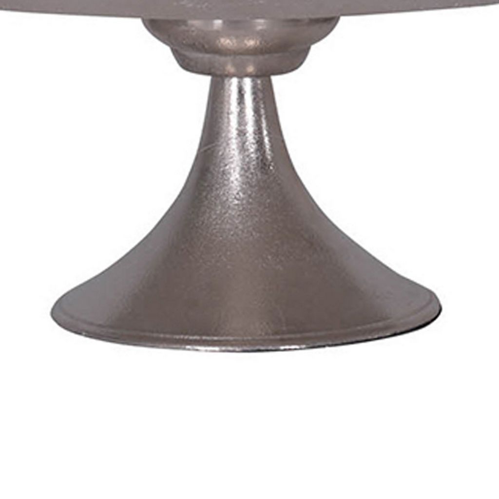 Aluminum Round Footed tray, Silver - View 5