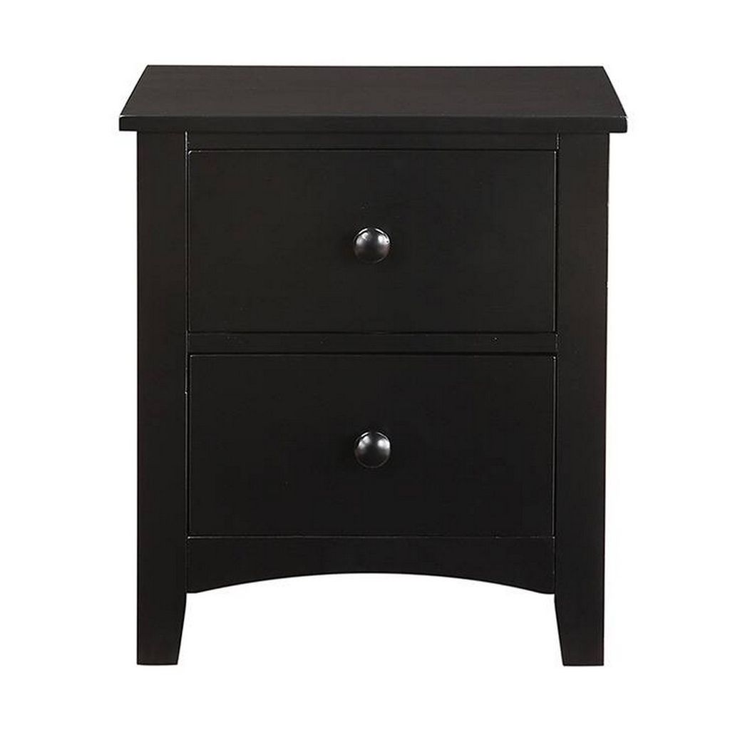 Pine Wood Night Stand With 2 Drawers, Black - View 7
