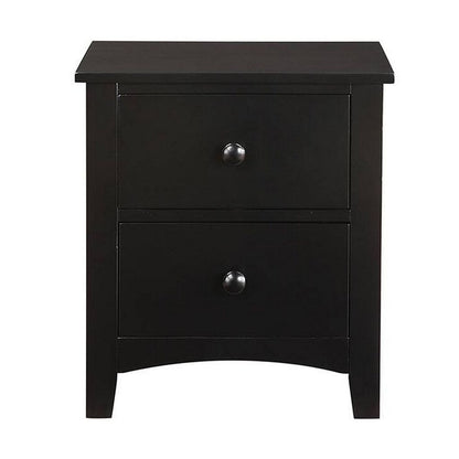 Pine Wood Night Stand With 2 Drawers, Black - View 7