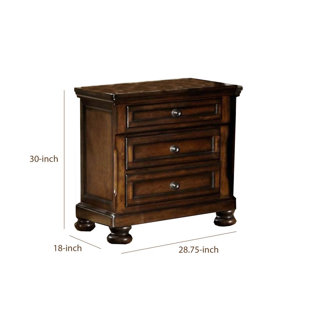 Classic Wooden Night Stand with 2 Drawers Brown - View 6
