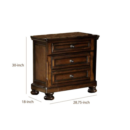 Classic Wooden Night Stand with 2 Drawers Brown - View 6