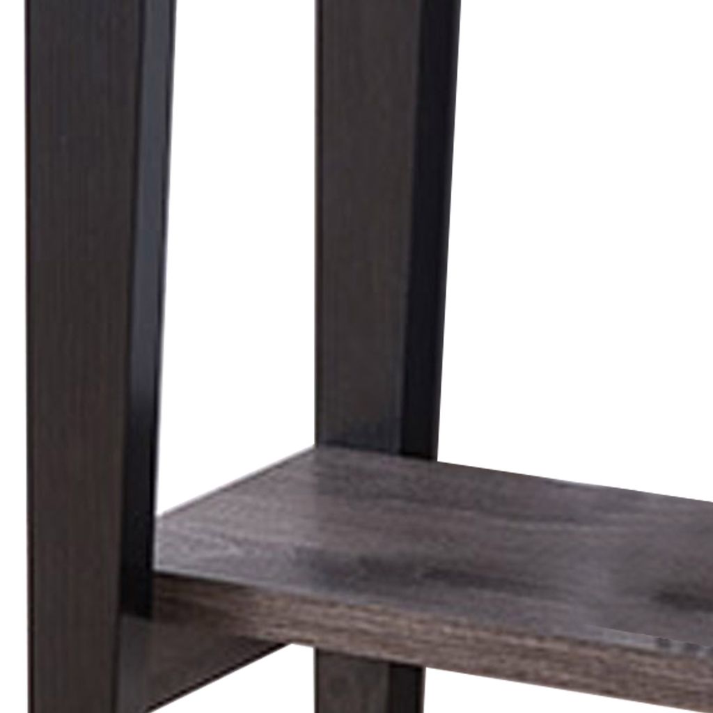 Wooden Console Table With Bottom Shelf, Black And Gray - View 3