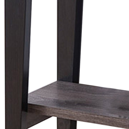 Wooden Console Table With Bottom Shelf, Black And Gray - View 3