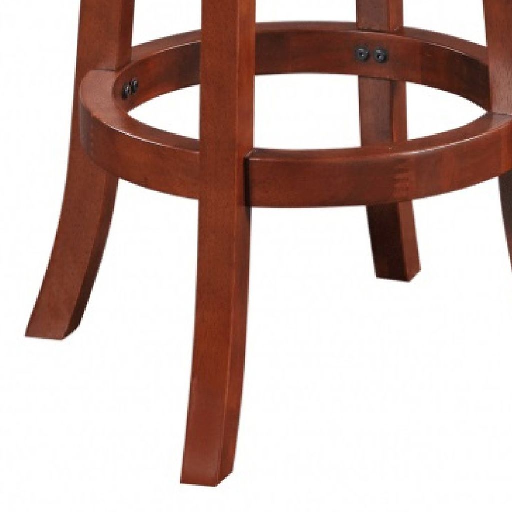 Sabi 30 inch Swivel Counter Stool, Solid Wood, Faux Leather, Brown, Black - View 5