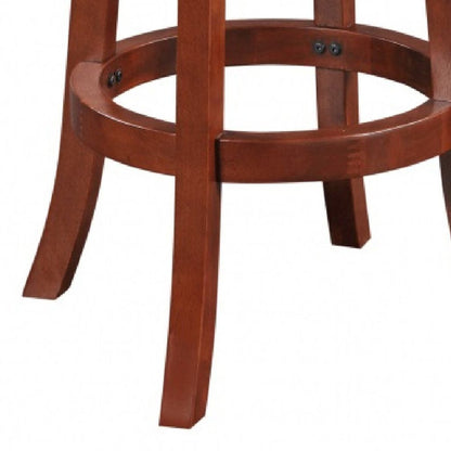 Sabi 30 inch Swivel Counter Stool, Solid Wood, Faux Leather, Brown, Black - View 5