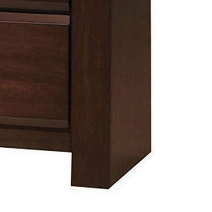 Wooden Two Drawer Nightstand In Walnut Finish - View 4
