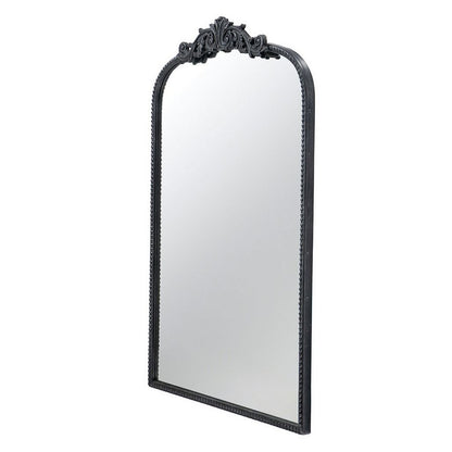Kea 36 Inch Wall Mirror, Black Curved Metal Frame, Baroque Accent Design - View 2