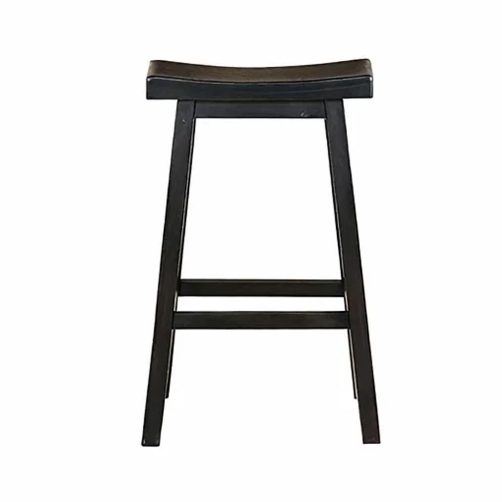 Wooden 29" Counter Height Stool with Saddle Seat, Black, Set Of 2 - View 3