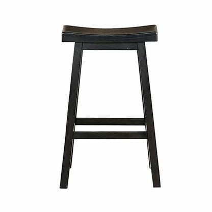 Wooden 29" Counter Height Stool with Saddle Seat, Black, Set Of 2 - View 3
