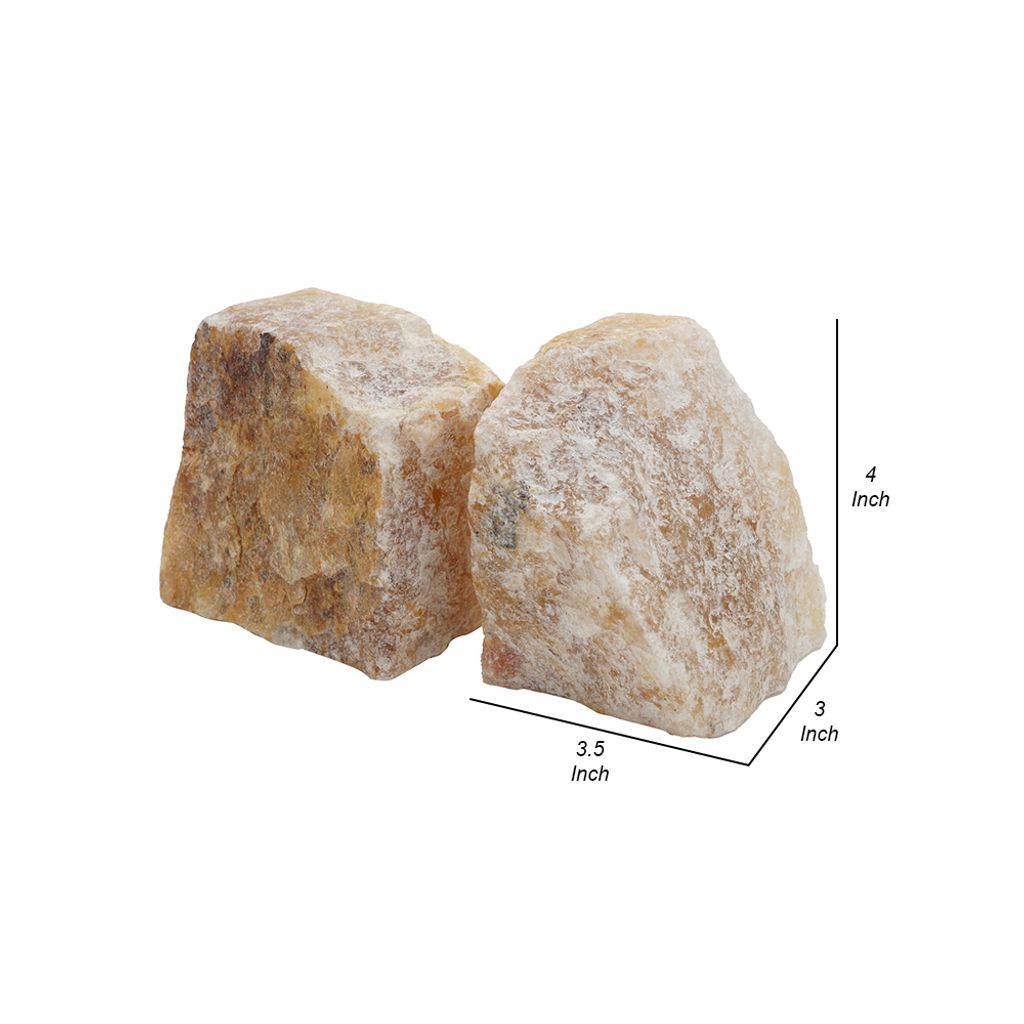 4 Inch Quartz Geode Bookend, Naturally Textured Shape, Brown and Beige - View 5