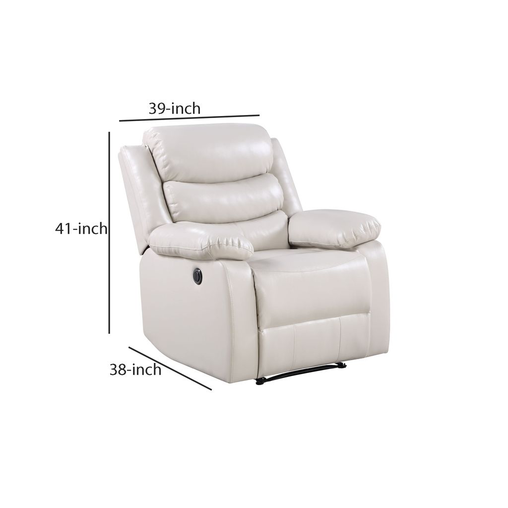 Power Recliner Chair with Split Back and Pillow Top, Cream - View 6