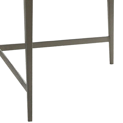 Round Glass Top Coffee Table with X Support Metal Base, Silver - View 2