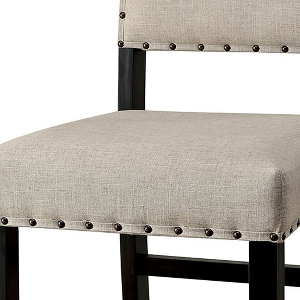 SANIA II Rustic Bar Chair In Ivory Linen, Cream, Set of 2 - View 4
