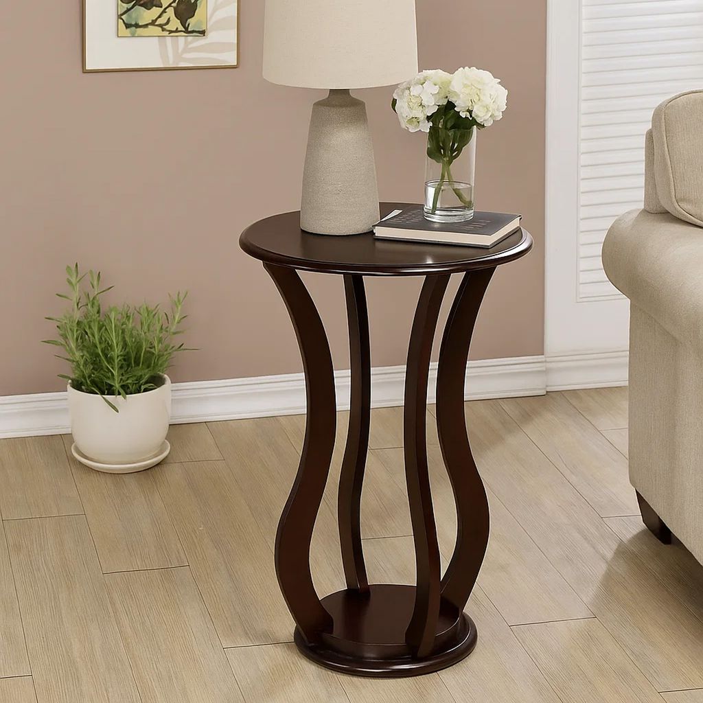 Contemporary Plant Stand With Bottom Storage Shelf, Brown - View 7