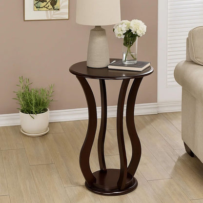 Contemporary Plant Stand With Bottom Storage Shelf, Brown - View 7