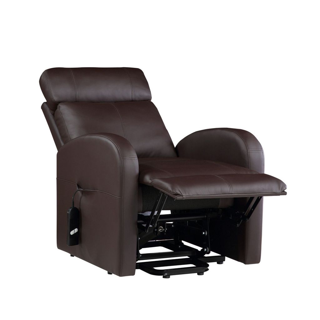 Power Lift Recliner Chair with Faux Leather and Wired Controller, Brown - View 5