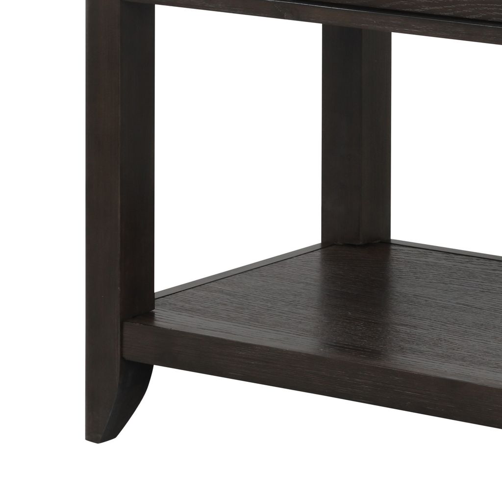 Joni 48 Inch Side Console Table, Acacia Wood, 2 Drawer, 1 Shelf, Espresso - View 4