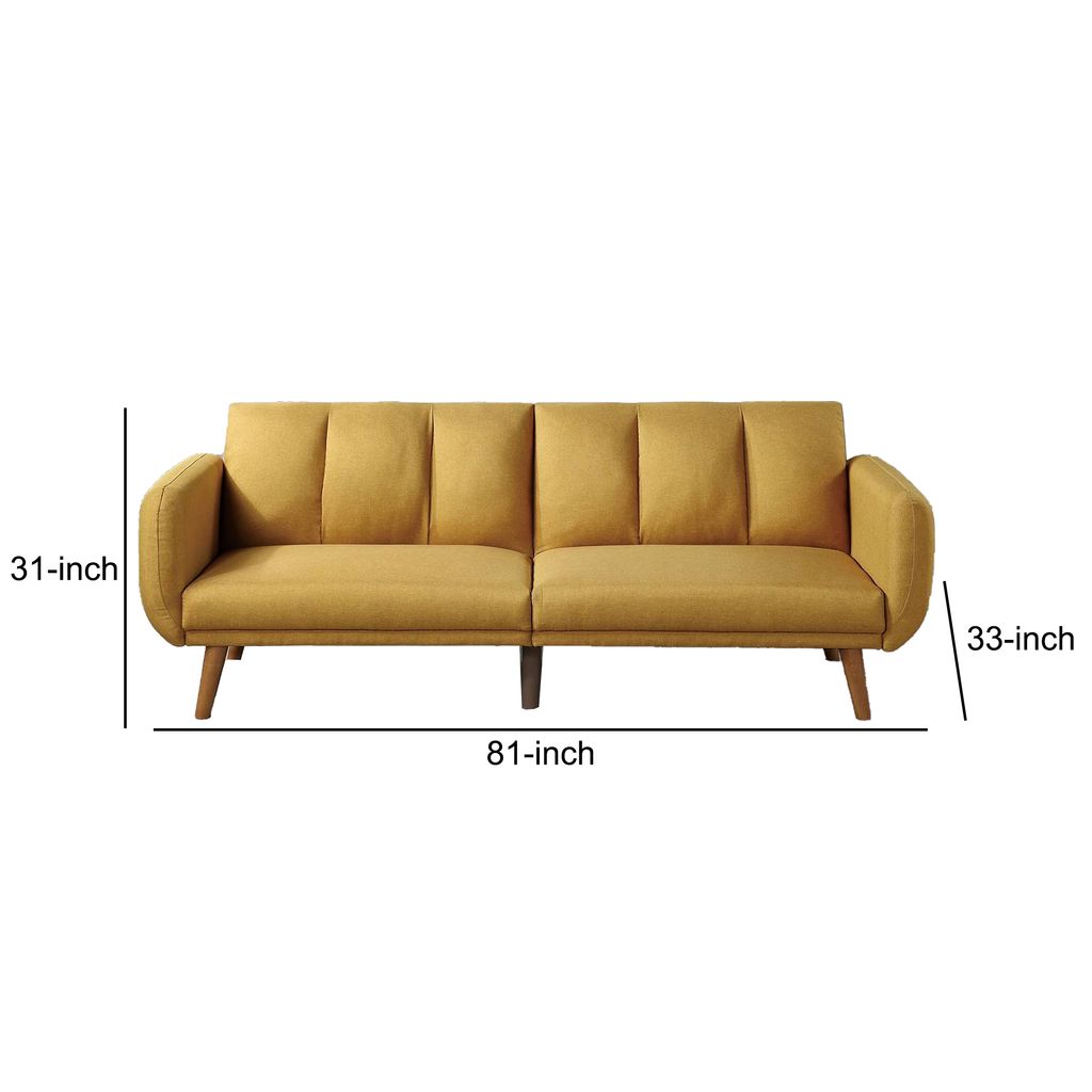 Adjustable Upholstered Sofa with Track Armrests and Angled Legs, Yellow - View 5