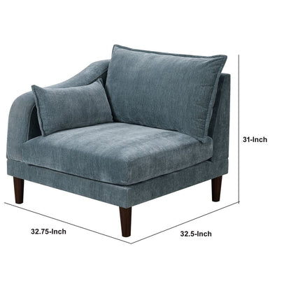 Rio 33 Inch Modular Single Arm Corner Chair, 2 Lumbar Cushions, Slate Blue - View 5