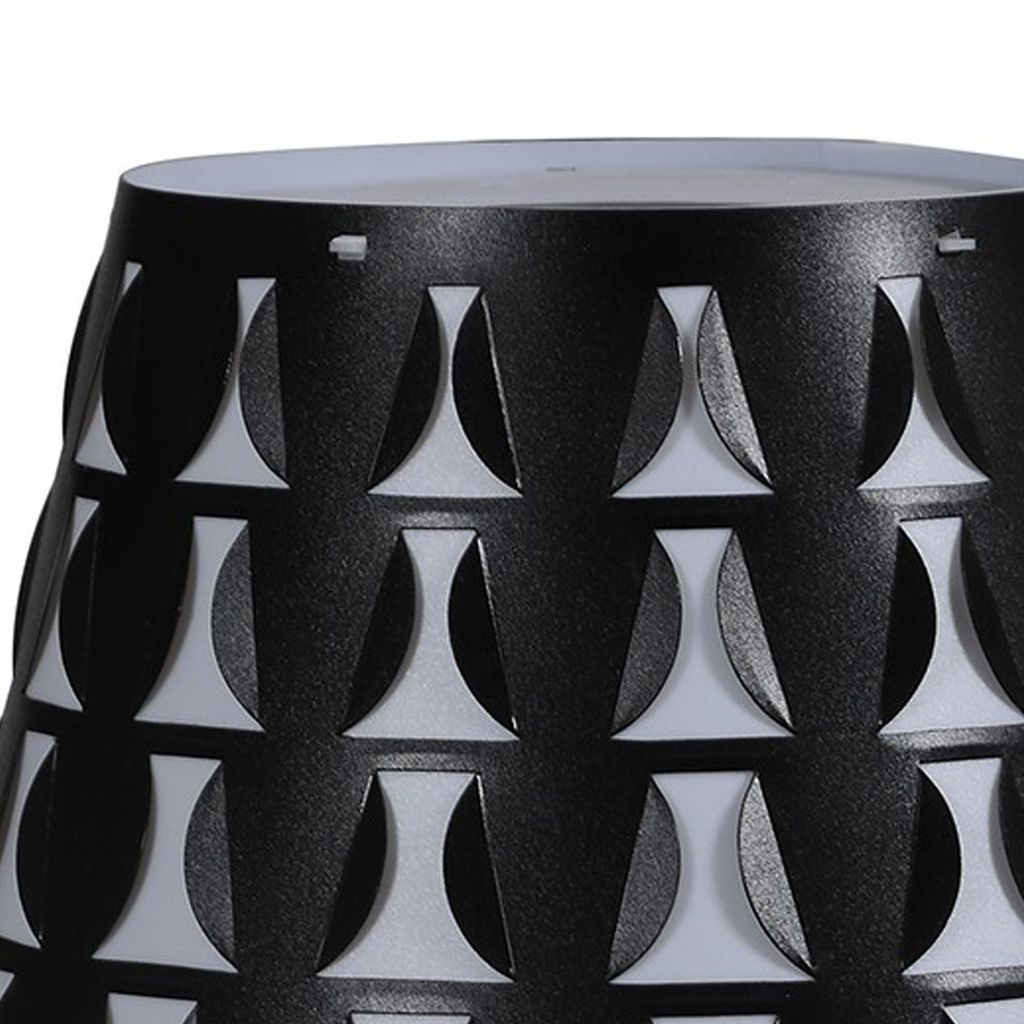 Plastic Shade Metal Table Lamp with Open Clover Base, Black - View 5
