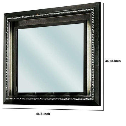 46 Inch Contemporary Style Wooden Mirror, Metallic Gray - View 5