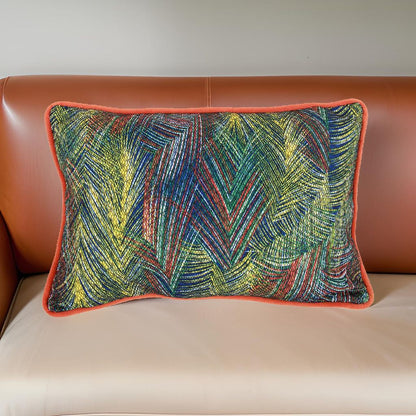 20 X 14 Inch Fabric Pillow with Abstract Art Details, Multicolor - View 7