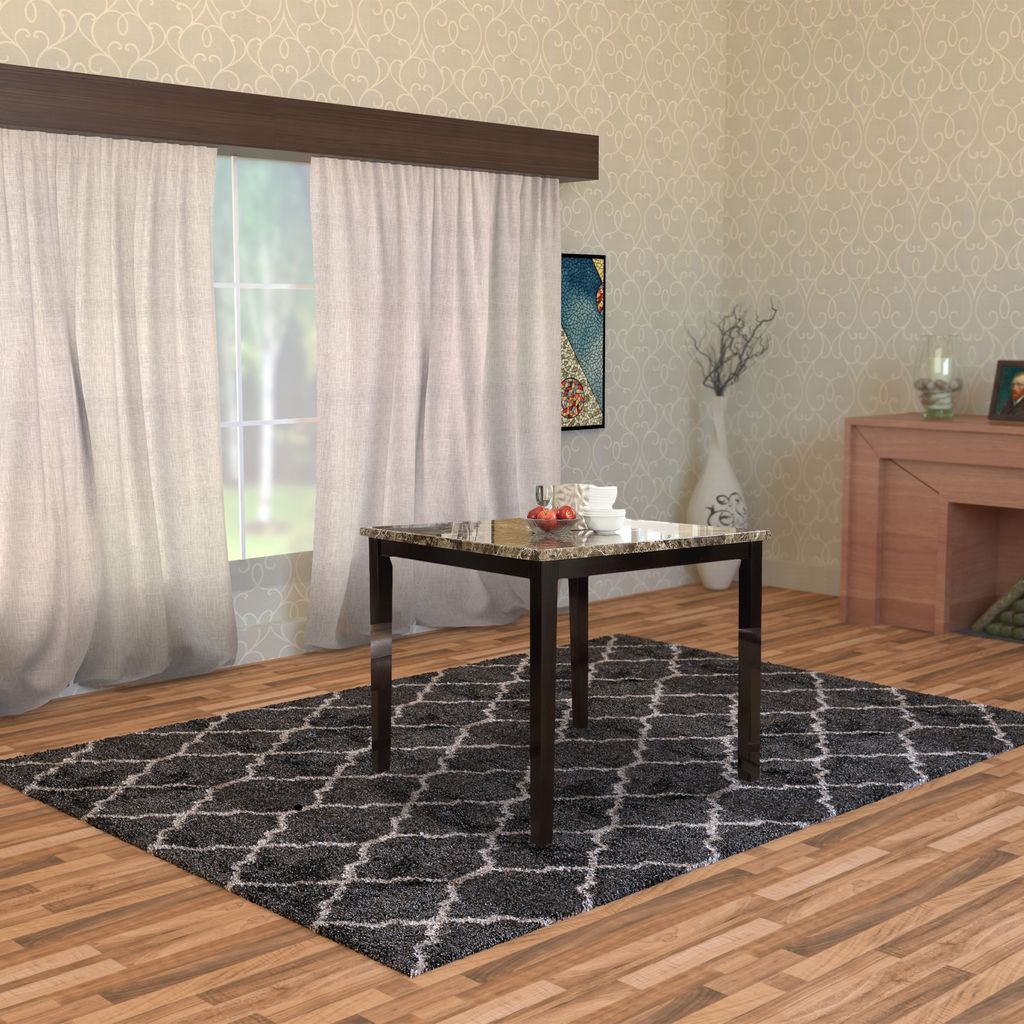 Spacious Wooden Counter High Table Faux Marble Top Brown - View 7