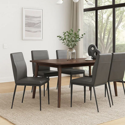 Chair with Faux Leather and Sleek Metal Legs, Gray - View 7