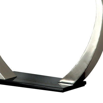 Rectangular Glass Top Sofa Table with Curved Pedestal Base, Black and Gray - View 5