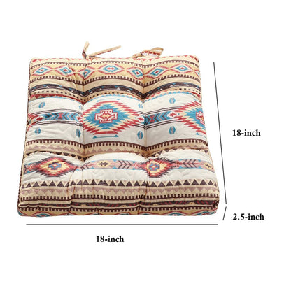Tisa Traditional Ikat Pattern Fabric Chair Pad, Multicolor - View 5