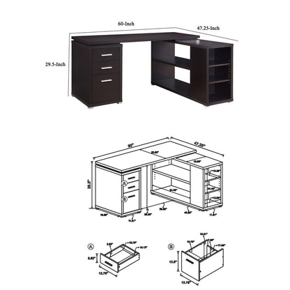 Contemporary Style Wooden Office Desk, Brown - View 6