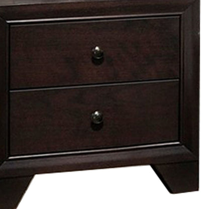 Transitional Wooden Nightstand with Two Spacious Drawers, Brown - View 4